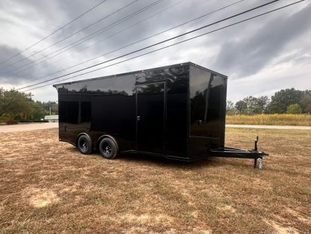 New 2027 8.5X18 Race Trailer - Finished Interior-5200LB Torsion Axle-Black Poly-Blackout