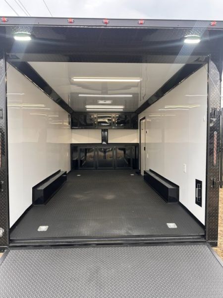 New 2027 8.5X18 Race Trailer - Finished Interior-5200LB Torsion Axle-Black Poly-Blackout