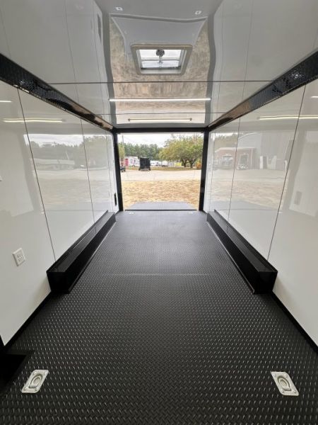 New 2027 8.5X18 Race Trailer - Finished Interior-5200LB Torsion Axle-Black Poly-Blackout