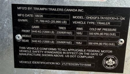 New 2027 Triumph Trailers GHDGF3-TA102X30+5-12K Gooseneck Bodies