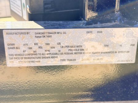 New 2027 Diamond T 6-12 Tandem Axle Ramp Gate Utility 7K GVWR