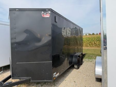 Used USED 2024 Quality Trailers Enclosed 716TA 7x16 TA Ramp Door (GVW:7000) BLACK