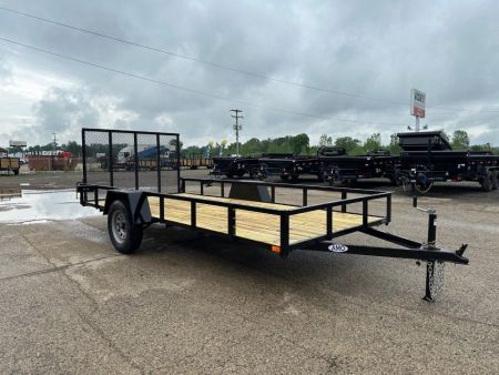 New 2027 AMO 6.4X14 3k LED & Spring Assist Fold Flat Gate Landscape Trailer