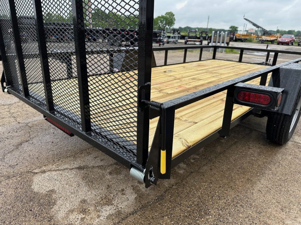 New 2027 AMO 6.4X14 3k LED & Spring Assist Fold Flat Gate Landscape Trailer