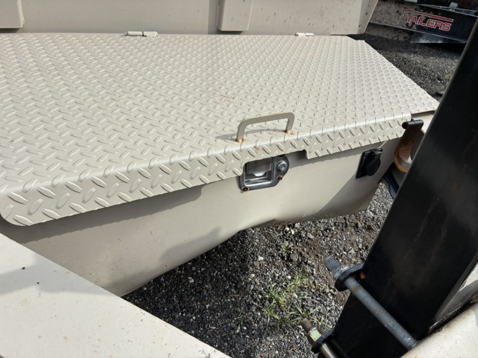 Used 2025 ED Trailers 7x14 Beige Dump Trailer – 4' Sides, 14K Capacity & Tongue Tool Box Dump Trailer
