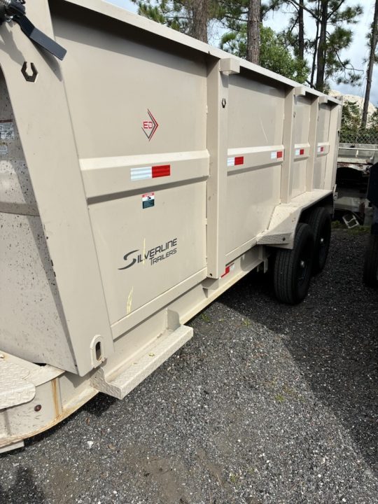 Used 2025 ED Trailers 7x14 Beige Dump Trailer – 4' Sides, 14K Capacity & Tongue Tool Box Dump Trailer