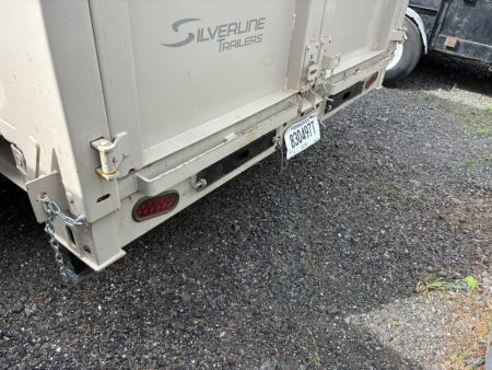 Used 2025 ED Trailers 7x14 Beige Dump Trailer – 4' Sides, 14K Capacity & Tongue Tool Box Dump Trailer