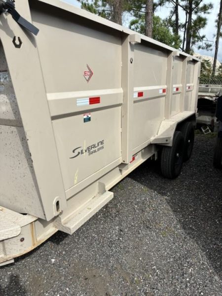 Used 2025 ED Trailers 7x14 Beige Dump Trailer – 4' Sides, 14K Capacity & Tongue Tool Box Dump Trailer