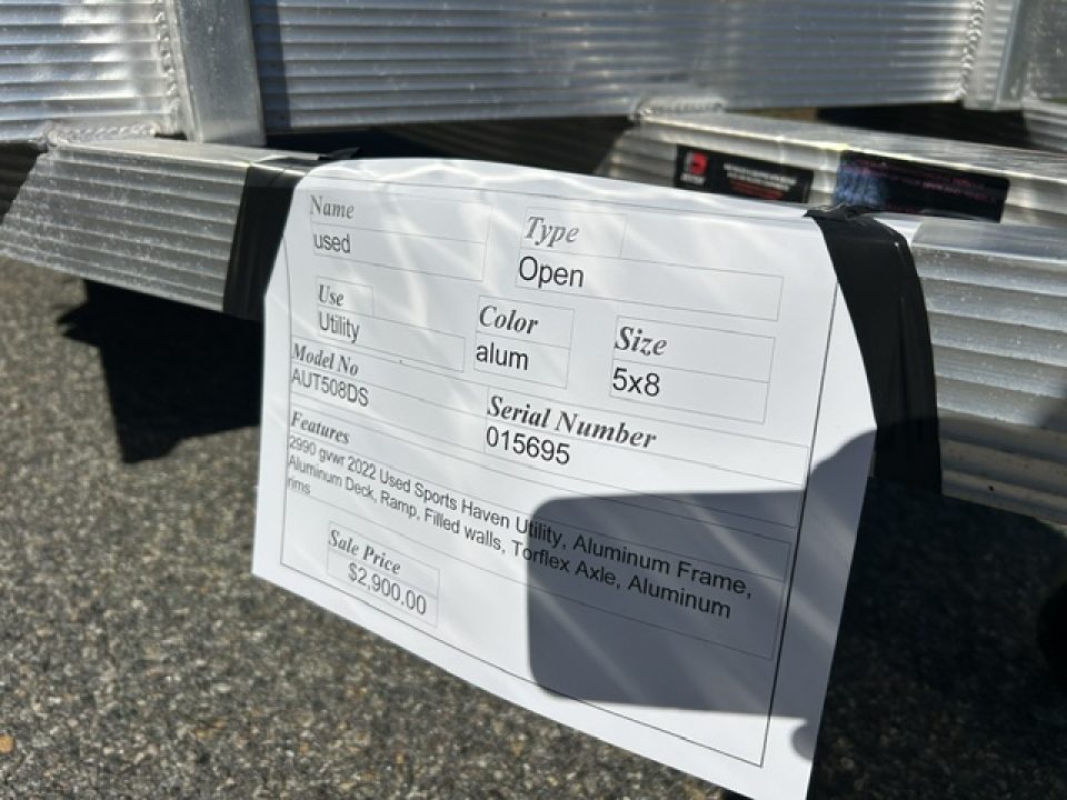 Used 2022 Sport Haven 5X8 All Aluminum Frame and Deck Utility Trailer