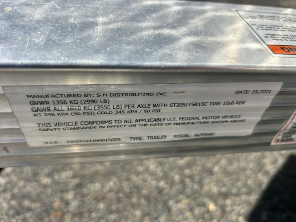Used 2022 Sport Haven 5X8 All Aluminum Frame and Deck Utility Trailer