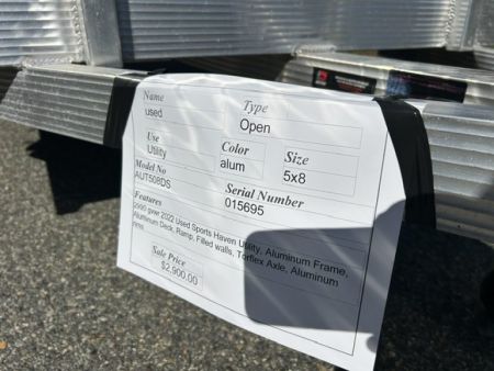 Used 2022 Sport Haven 5X8 All Aluminum Frame and Deck Utility Trailer
