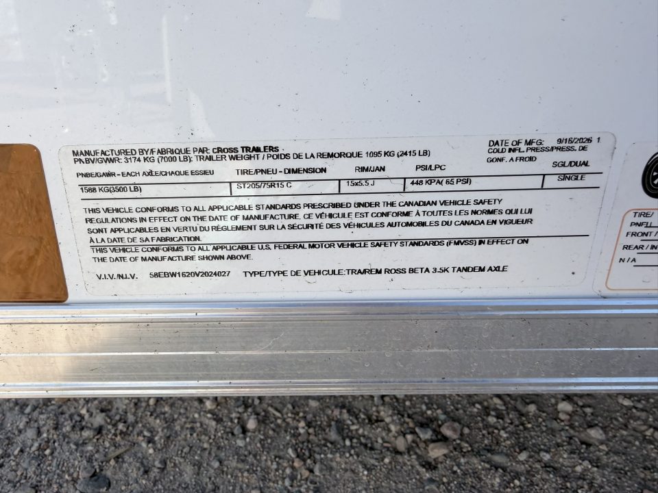 New 2027 Cross Trailers 7-16-1.5V Enclosed 7K GVWR