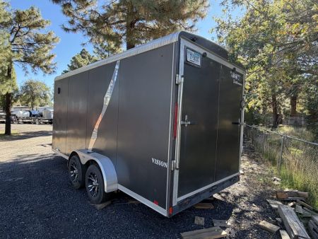 Used 2015 Look Trailers 7X16 Enclosed Box Cargo Trailer 7' Tall Ramp Cargo / Enclosed Trailer