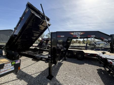 New 2027 H&H Black 83 x16' 15.4k Telescopic I-Beam Gooseneck Dump Trailer