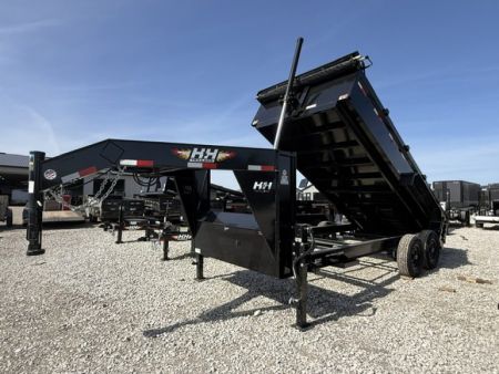 New 2027 H&H Black 83 x16' 15.4k Telescopic I-Beam Gooseneck Dump Trailer