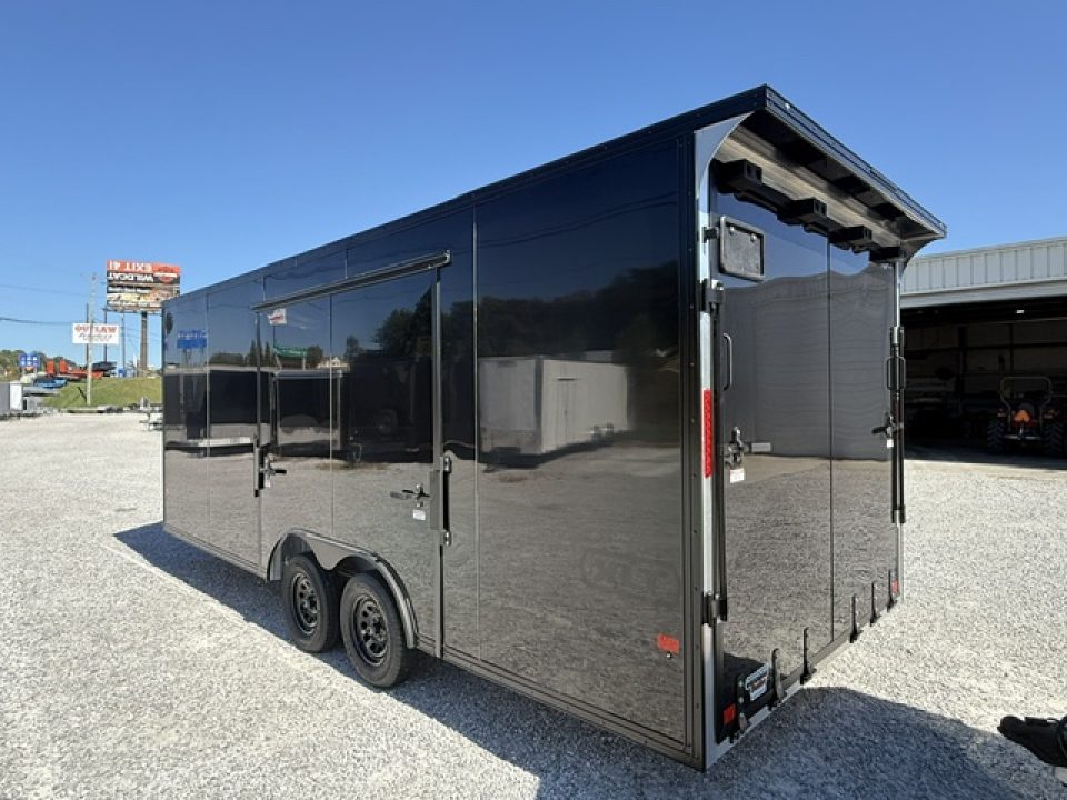 New Stealth Aluminum Enclosed 8.5x20 XLT Pro Series 7K- Black W/ Black Trim, Escape Door and Rear Wing
