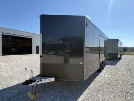 New Stealth Aluminum Enclosed 8.5x20 XLT Pro Series 7K- Black W/ Black Trim, Escape Door and Rear Wing