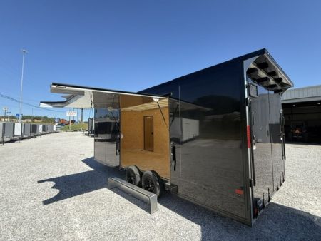 New Stealth Aluminum Enclosed 8.5x20 XLT Pro Series 7K- Black W/ Black Trim, Escape Door and Rear Wing