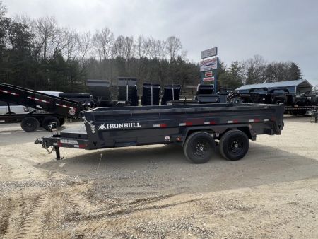 New 2027 Iron Bull Dump Trailer / DWB Series / 83" Wide x 14' Long / 2-7,000# Electric Brake Axles / Tarp / Ramps / Combo Rear Gate / Gray Powder Coat
