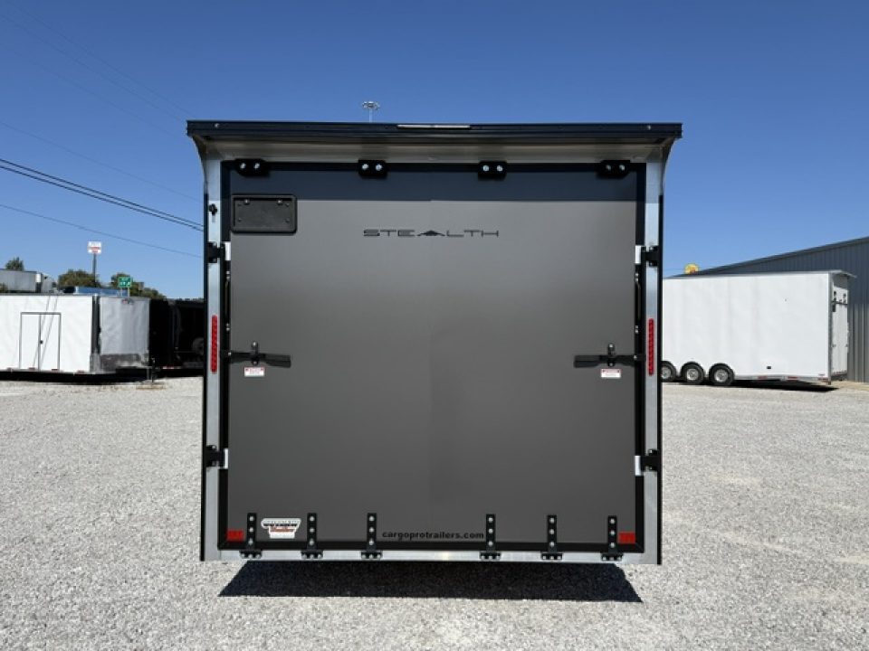 New Stealth Aluminum Enclosed 8.5x20 XLT Pro Series 7K- Black W/ Black Trim, Escape Door and Rear Wing