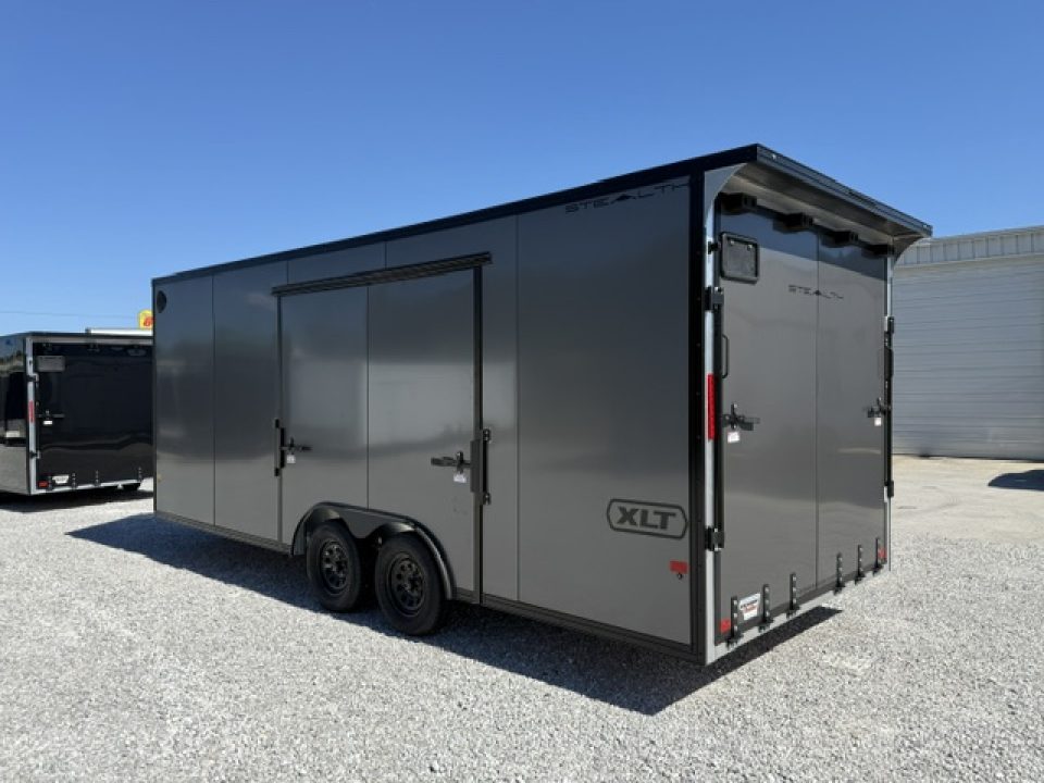 New Stealth Aluminum Enclosed 8.5x20 XLT Pro Series 7K- Black W/ Black Trim, Escape Door and Rear Wing