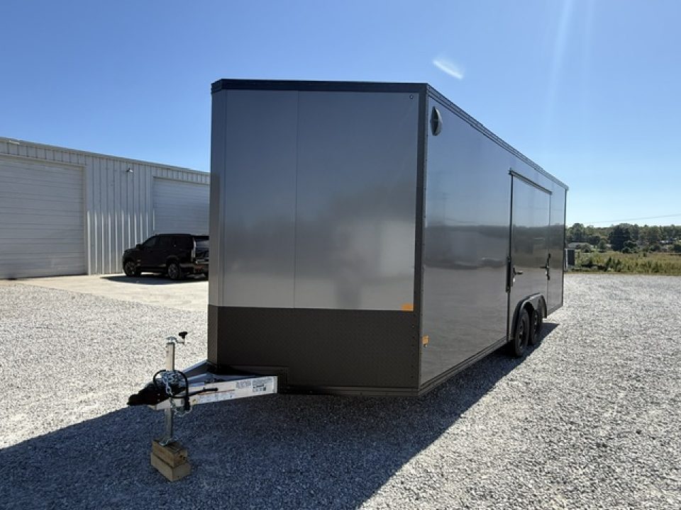 New Stealth Aluminum Enclosed 8.5x20 XLT Pro Series 7K- Black W/ Black Trim, Escape Door and Rear Wing