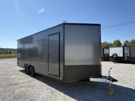 New Stealth Aluminum Enclosed 8.5x20 XLT Pro Series 7K- Black W/ Black Trim, Escape Door and Rear Wing