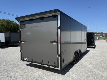 New Stealth Aluminum Enclosed 8.5x20 XLT Pro Series 7K- Black W/ Black Trim, Escape Door and Rear Wing