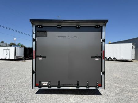 New Stealth Aluminum Enclosed 8.5x20 XLT Pro Series 7K- Black W/ Black Trim, Escape Door and Rear Wing