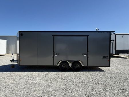 New Stealth Aluminum Enclosed 8.5x20 XLT Pro Series 7K- Black W/ Black Trim, Escape Door and Rear Wing