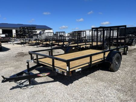 New 2027 H&H Black 82 x12' 3k Rail Side Utility Trailer