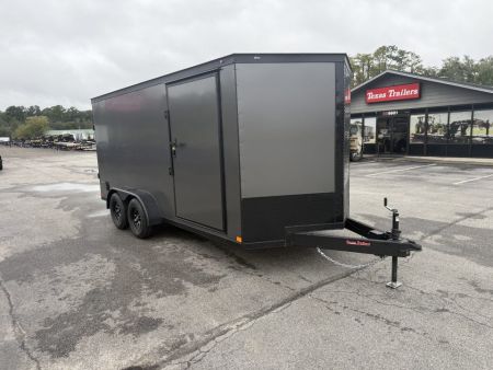 New TX7X16TA2 TEXAS TRAILERS 7' X 16' CARGO / ENCLOSED TRAILER W/REAR RAMP DOOR & SIDE DOOR BLK-OUT PACKAGE