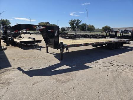 New 2027 H&H Trailers 102x25+5 HD Low Profile Dovetail Super Deluxe Ramps Gooseneck 22.5K Equipment Trailer