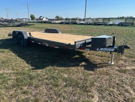 New 2027 Lamar 83x22 Tandem 10K Carhauler w/ Toolbox & Slide In Ramps