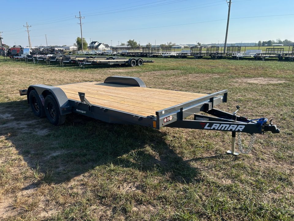 New 2027 Lamar 83x18 Tandem 7K Carhauler w/ 2' Dove & Slide In Ramps