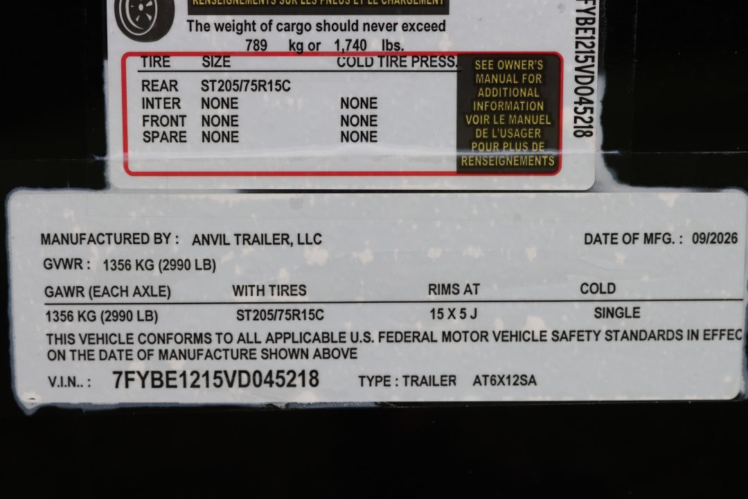 New 2027 6X12 Anvil Cargo Trailer