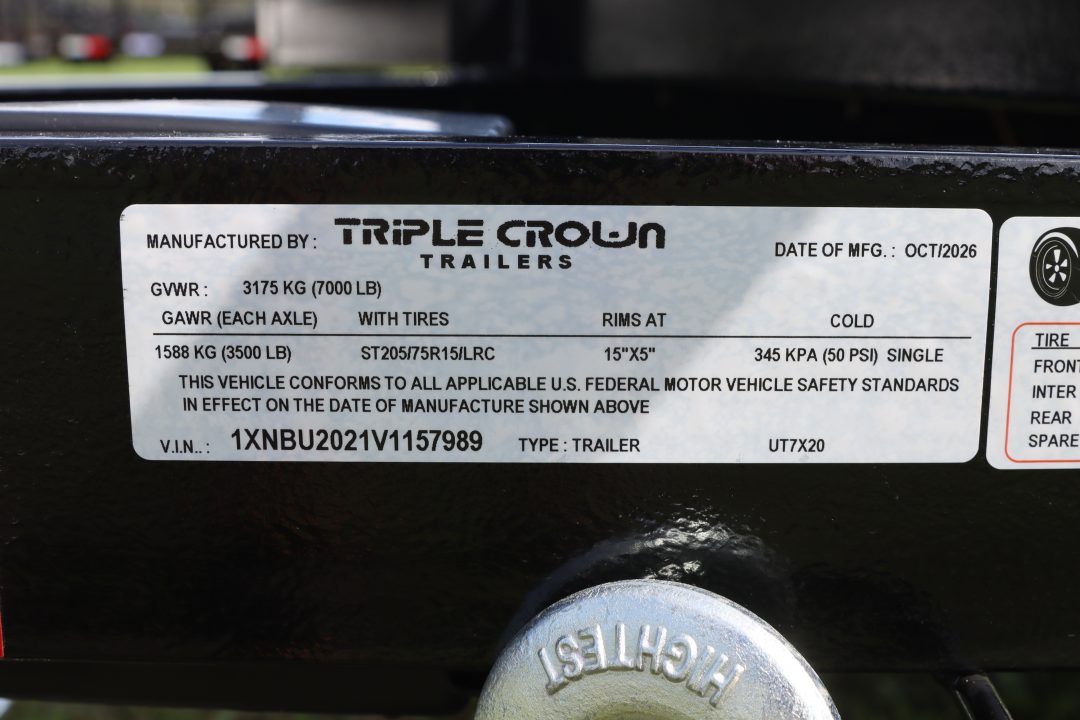 New 2027 7X20 Triple Crown UTILITY TRAILER