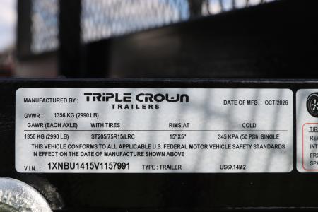 New 2027 6x14 Triple Crown Utility Trailer