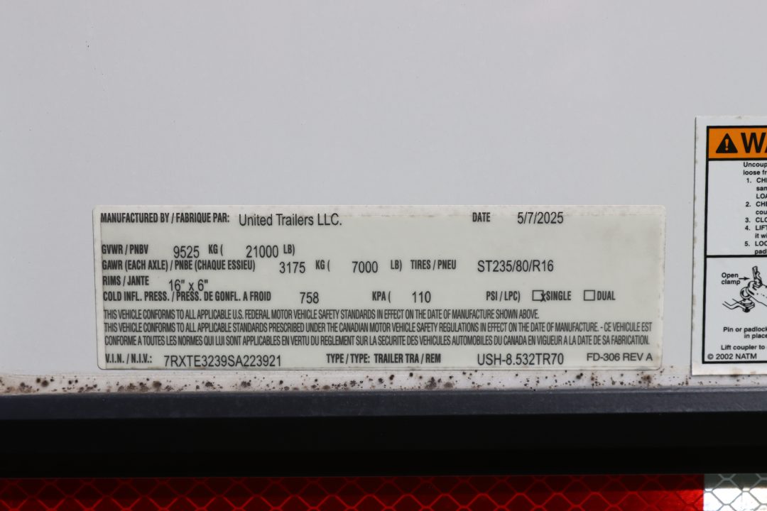Used 2025 8.5X32 United Trailers RACE TRAILER