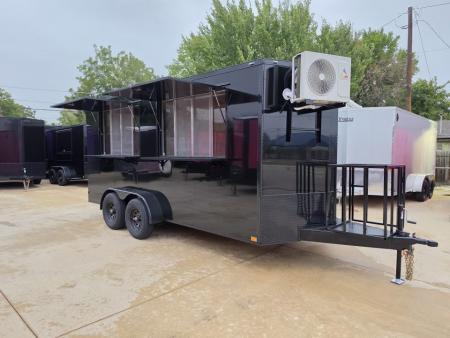 New 2027 New 7x16 TA3 Screwless Enclosed Vending Trailer | Blackout | Spoiler Package | 7' Interior | .08 Polycor | 50 AMP Electric Pkg. w/Mini Split | Dexter Axle | 1266