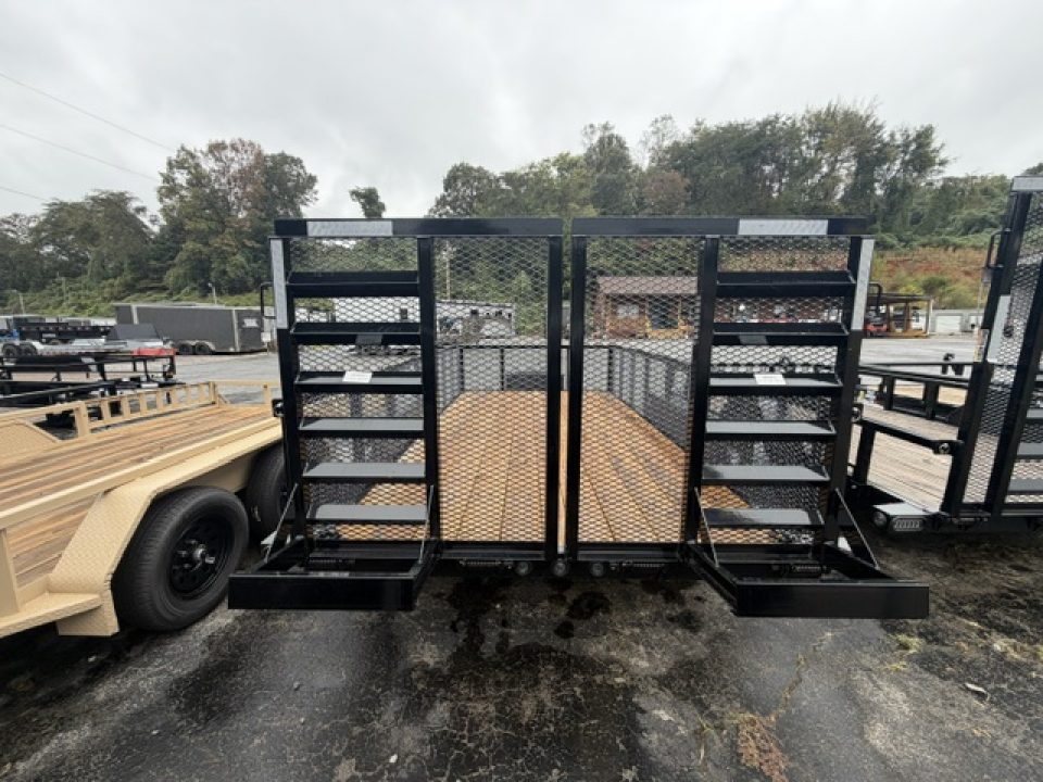 New Load Trail Utility 83x14 7K Black W/ HD Gate Ramp Gate and 24" Mesh Sides