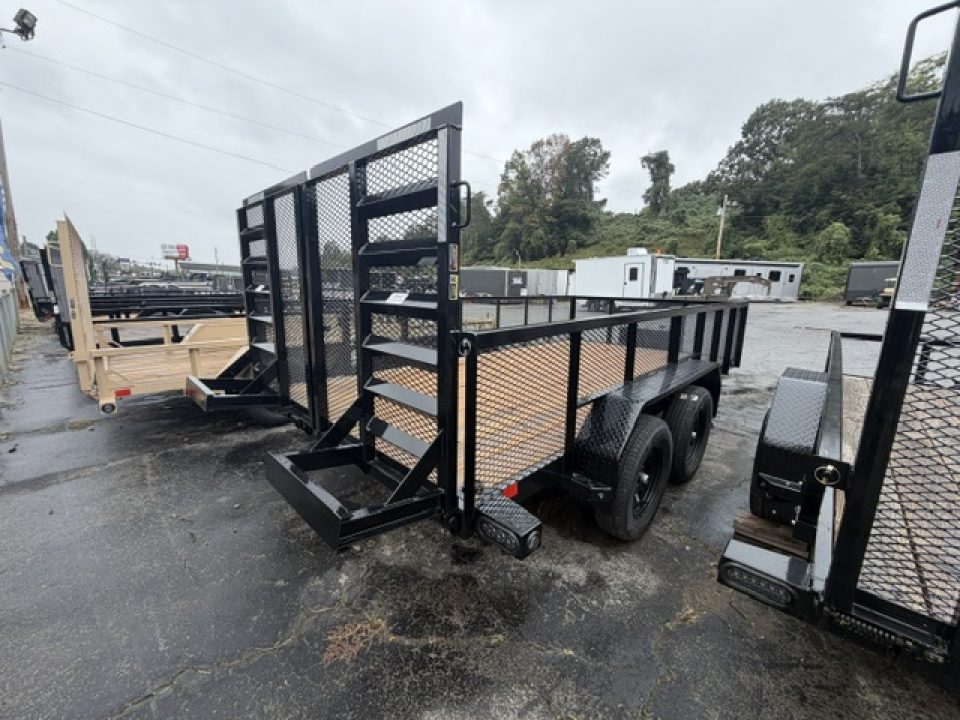 New Load Trail Utility 83x14 7K Black W/ HD Gate Ramp Gate and 24" Mesh Sides