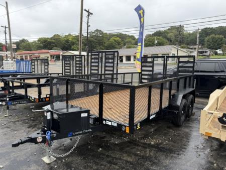 New Load Trail Utility 83x14 7K Black W/ HD Gate Ramp Gate and 24  Mesh Sides