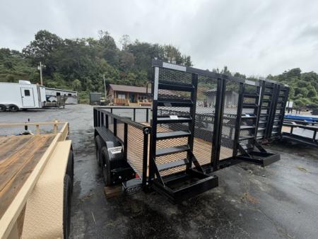 New Load Trail Utility 83x14 7K Black W/ HD Gate Ramp Gate and 24" Mesh Sides