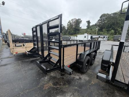 New Load Trail Utility 83x14 7K Black W/ HD Gate Ramp Gate and 24" Mesh Sides