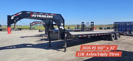 Used 2026 PJ Trailers 102  X 32' Low-Pro/ 12K Axles & 14Ply Tires Flatbed Trailer