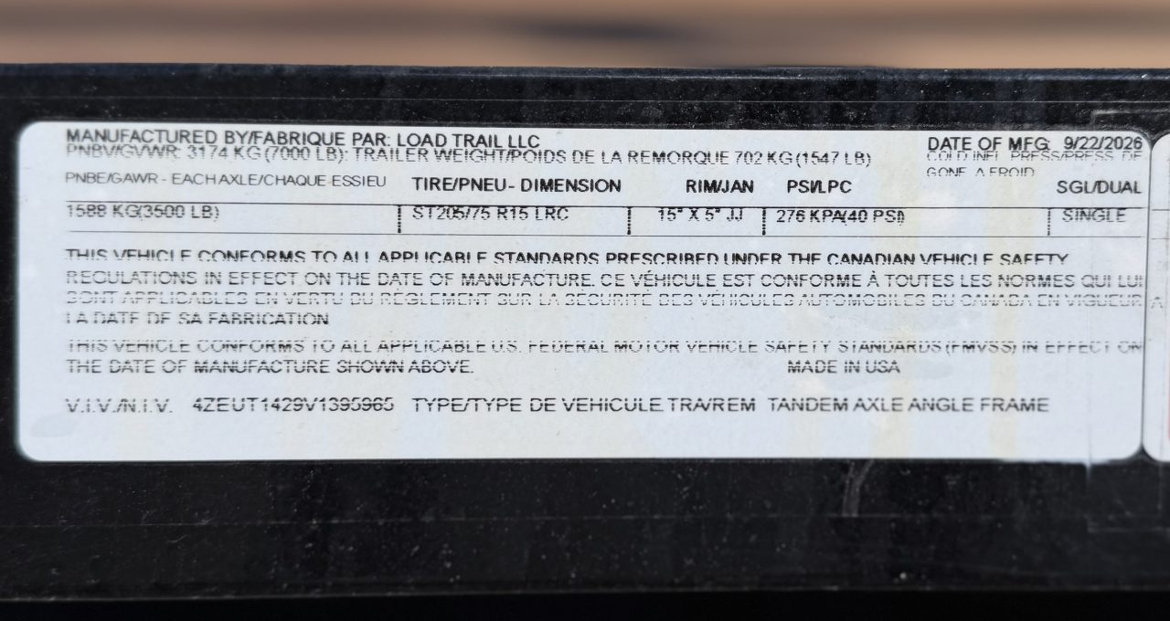 New 2027 Load Trail 7-14 Tandem Axle Ramp Gate Utility 7K GVWR