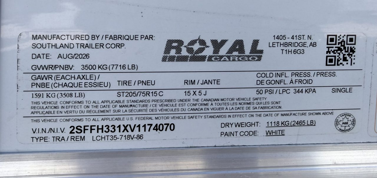 New 2027 Royal Cargo Trailers 7-16-1.5V Enclosed 7K GVWR