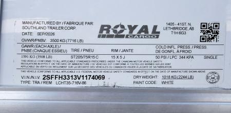 New 2027 Royal Cargo Trailers 7-14-1.5V Enclosed Rear Barn Door 7K GVWR