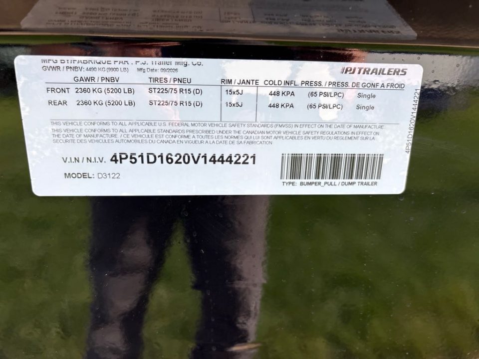 New 2027 PJ Trailers D3J1252BSSK-RA01 Dump Trailer